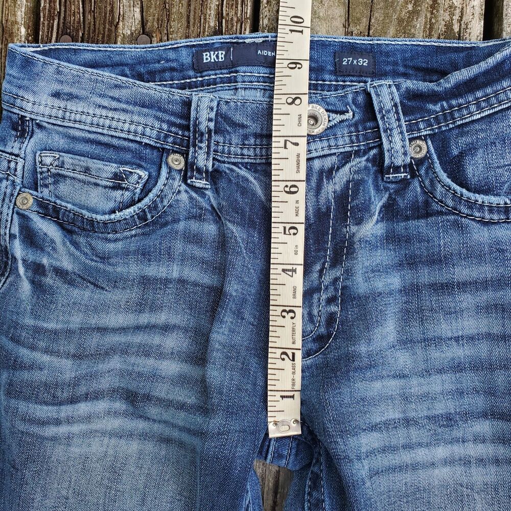 BKE Buckle Jeans Mens 27x32 Blue Aiden Denim Pants Faded Washed Out Stretch - Picture 11 of 11